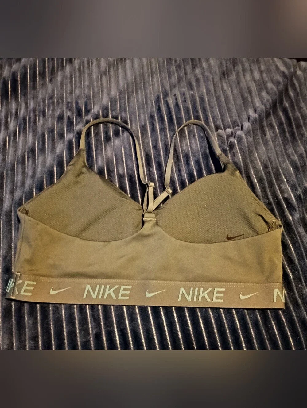 Nike Olive Green Adjustable-Strap Sports Bralette